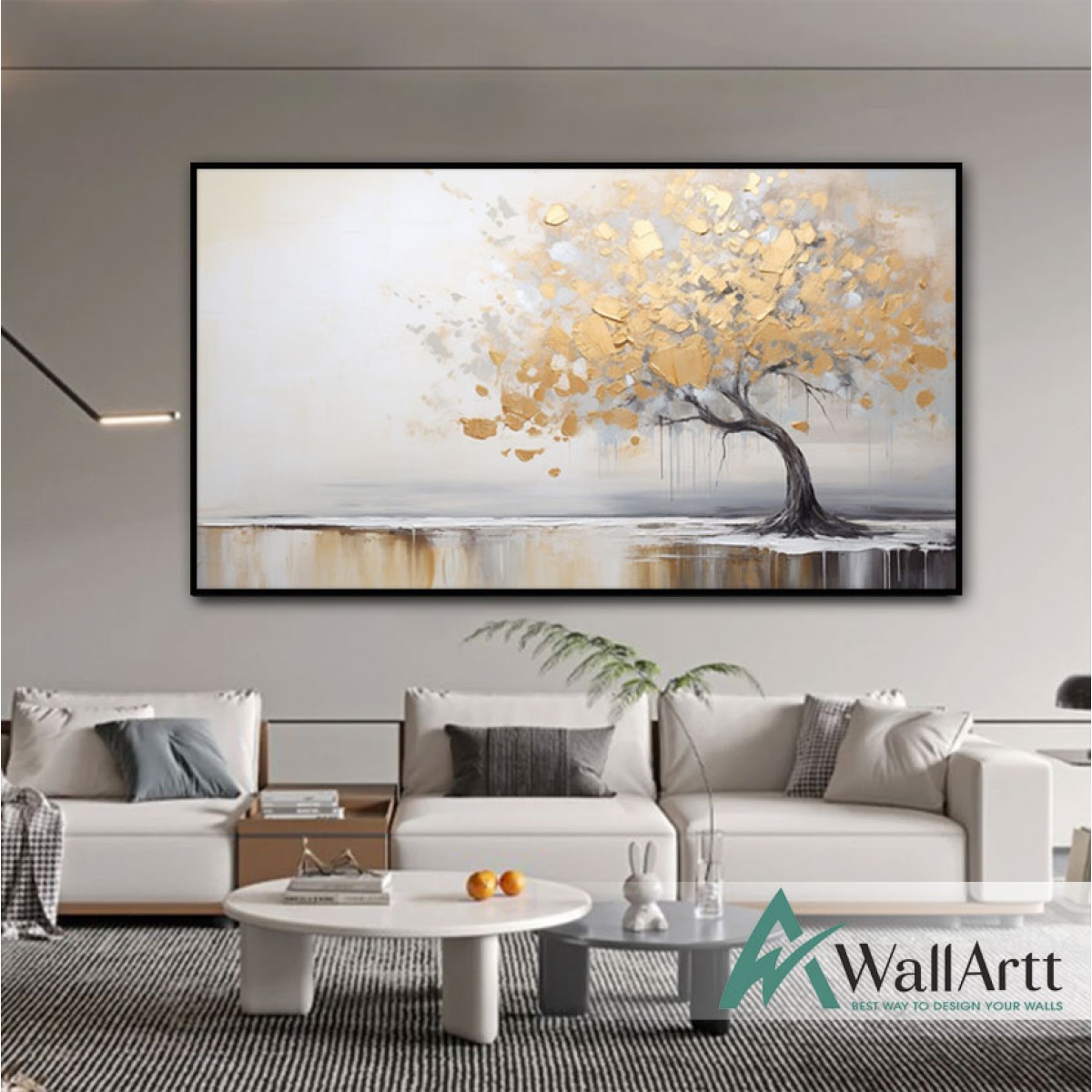 Tree with Gold Leaves 3d Heavy Textured Partial Oil Painting